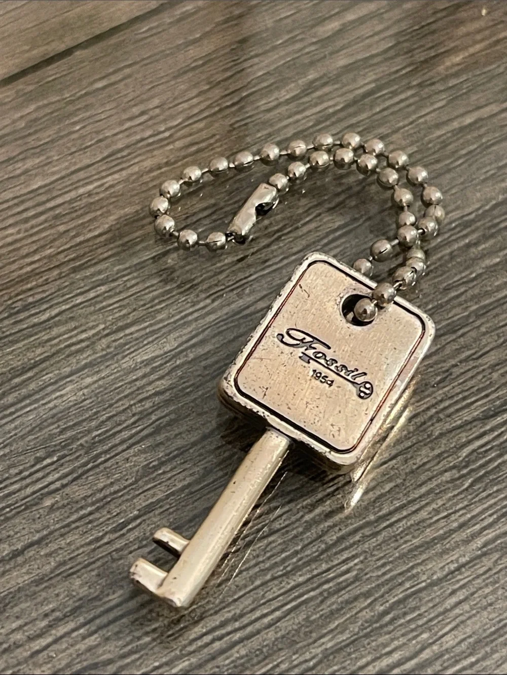 Fossil Brand Key Bag Charm on Ball Chain - Silver-tone